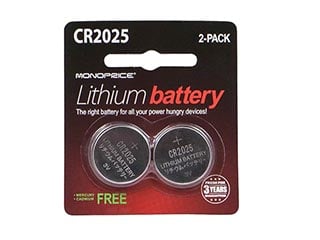 Product Image for Monoprice Lithium CR2025 3V Battery 2-Pack