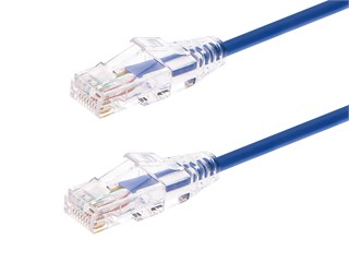 Monoprice SlimRun Cat6 Ethernet Patch Cable, Snagless RJ45, Stranded, 550MHz, UTP, Pure Bare Copper Wire, 28AWG, 7ft, Blue