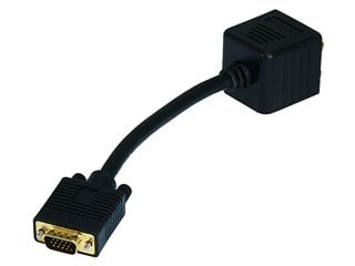 Product Image for Video Splitter - VGA(HD15) M to VGA(HD15) F X 2 (1 PC to 2 Monitors) for High Resolution 