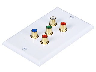 Product Image for 5 RCA Component Two-Piece Inset Wall Plate (RGB + Audio) - Coupler Type 