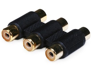 Product Image for 3-RCA Coupler for Component Video Cable Extension - Single Color 