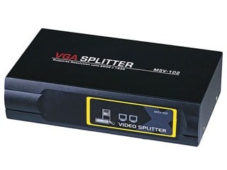 Product Image for 2-Way SVGA VGA Splitter Amplifier Multiplier 400 MHz - Black (No Logo) 