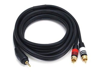 Product Image for 6ft Premium 3.5mm Stereo Male to 2RCA Male 22AWG Cable (Gold Plated) - Black