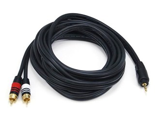 Product Image for 10ft Premium 3.5mm Stereo Male to 2RCA Male 22AWG Cable (Gold Plated) - Black