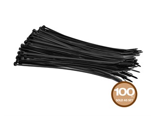 Product Image for Cable Tie 8 inch 40LBS, 100pcs/Pack - Black