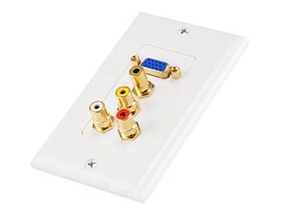 Product Image for VGA HD15 / 3 RCA Composite / 3.5mm Wall Plate (VGA + Composite + 3.5mm) - Coupler Type 