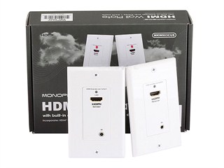 Product Image for HDMI® Over CAT5E / CAT6 Extender Wall Plate (Pair) w/ Built-In Backward IR Channel - Single Port (1P) - White