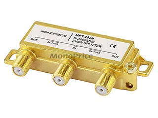 Product Image for PREMIUM 2 way Coax Cable Splitter F type Screw - 5~2400 MHz (for Video VCR Cable TV antenna)