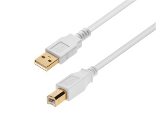 Product Image for 15ft USB 2.0 A Male to B Male 28/24AWG Cable (Gold Plated) - WHITE