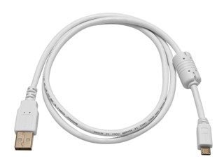Product Image for 3ft USB 2.0 A Male to Micro 5pin Male 28/24AWG Cable w/ Ferrite Core (Gold Plated) - WHITE