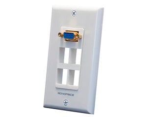 Product Image for Wall Plate for Keystone, 4 Hole w/ Built In VGA Coupler (Gold Plated)