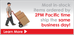 Most in-stock items ordered by 1PM Pacific time ship the same business day!