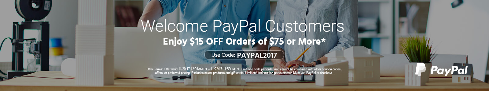 Welcome PayPal Customers $15 OFF $75