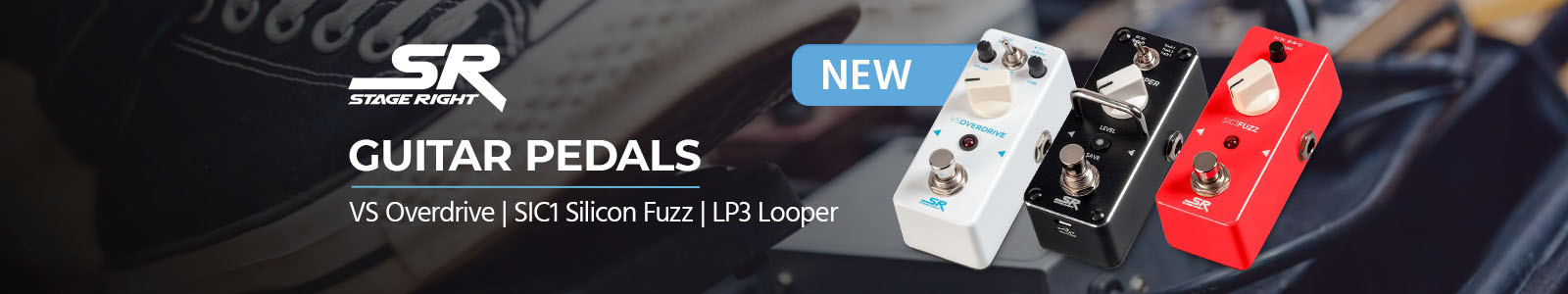 NEW (tag)Stage Right (Logo)Guitar PedalsVS Overdrive | SIC1 Silicon Fuzz | LP3 LooperQuality Guaranteed