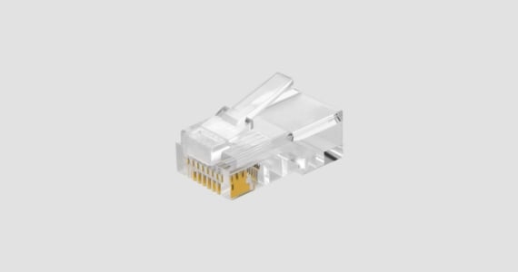Monoprice Cat5e RJ45 Modular Plugs for Round Solid/Stranded Cable, 50u, 3 Prongs, Clear, 100-Pk