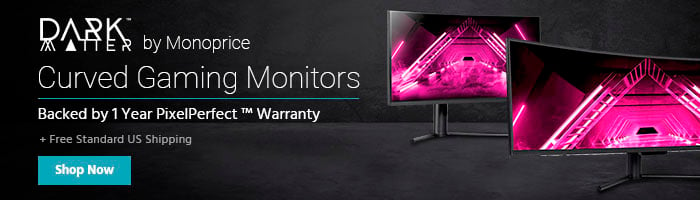 Dark Matter Logo Dark Matter by Monoprice Curved Gaming Monitors Backed by 1 Year PixelPerfect ™ Warranty Free Standard US Shipping Shop Now