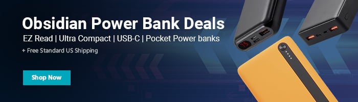 SALE Obsidian Power Bank Deals EZ Read | Ultra Compact | USB-C | Pocket Power banks Free Standard US Shipping Shop Now