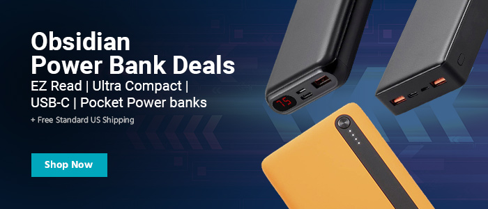 SALE Obsidian Power Bank Deals EZ Read | Ultra Compact | USB-C | Pocket Power banks Free Standard US Shipping Shop Now