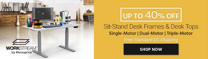 Up to 40% OFF Workstream by Monoprice (logo) Sit-Stand Desk Frames & Desk Tops Gas-Lift | Single-Motor | Dual-Motor | Triple-Motor Free Standard US Shipping Shop Now