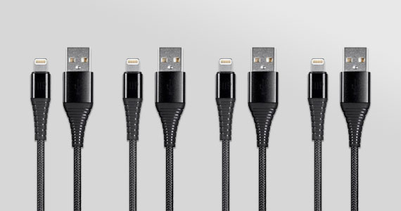 4 for $16 Use promo code: 4FLX Monoprice AtlasFlex Series Durable Apple MFi Certified Lightning to USB Type-A Charge and Sync Kevlar-Reinforced Nylon-Braid Cable, 3ft, Black