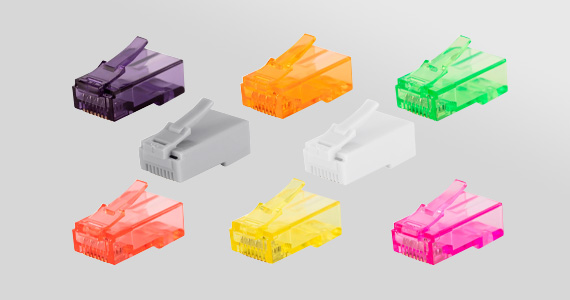 8P8C RJ45 Plugs only $6, 100 pcs of 8P8C RJ45 Plug with Inserts for Solid Cat6 Ethernet Cable, Select Colors