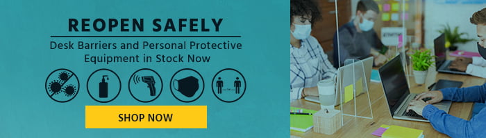 Reopen Safely Desk Barriers and Personal Protective Equipment in Stock Now Shop Now 