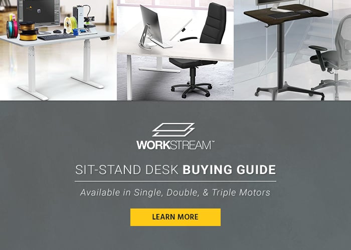 Workstream (logo) Sit-Stand Desk Buying Guide Available in Single, Double, & Triple Motors