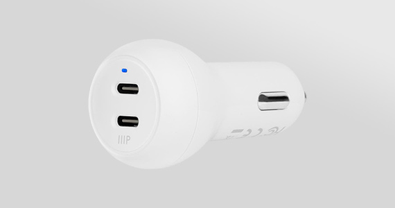 NEW (tag) Dual USB Type-C® Car Charger 45W Total PD A combined 45W of Power Delivery for phones, tablets, and laptops to stay charged while on-the-go.  Shop Now