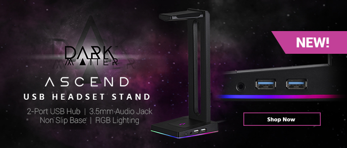 NEW (tag) Dark Matter (Logo) Ascend USB Headset Stand 2-port USB Hub | 3.5mm Audio Jack | RGB Lighting Shop Now