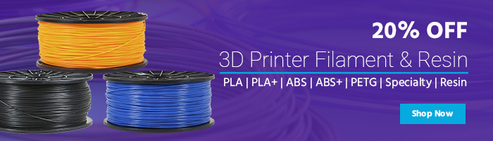 20% off 3D Printer Filament & Resin PLA | PLA+ | ABS | ABS+ | PETG | Specialty | Resin Shop Now