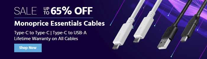 SALE Up to 65% OFF Monoprice Essentials Cables Type-C to Type-C | Type-C to USB-A Lifetime Warranty on All Cables Shop Now >