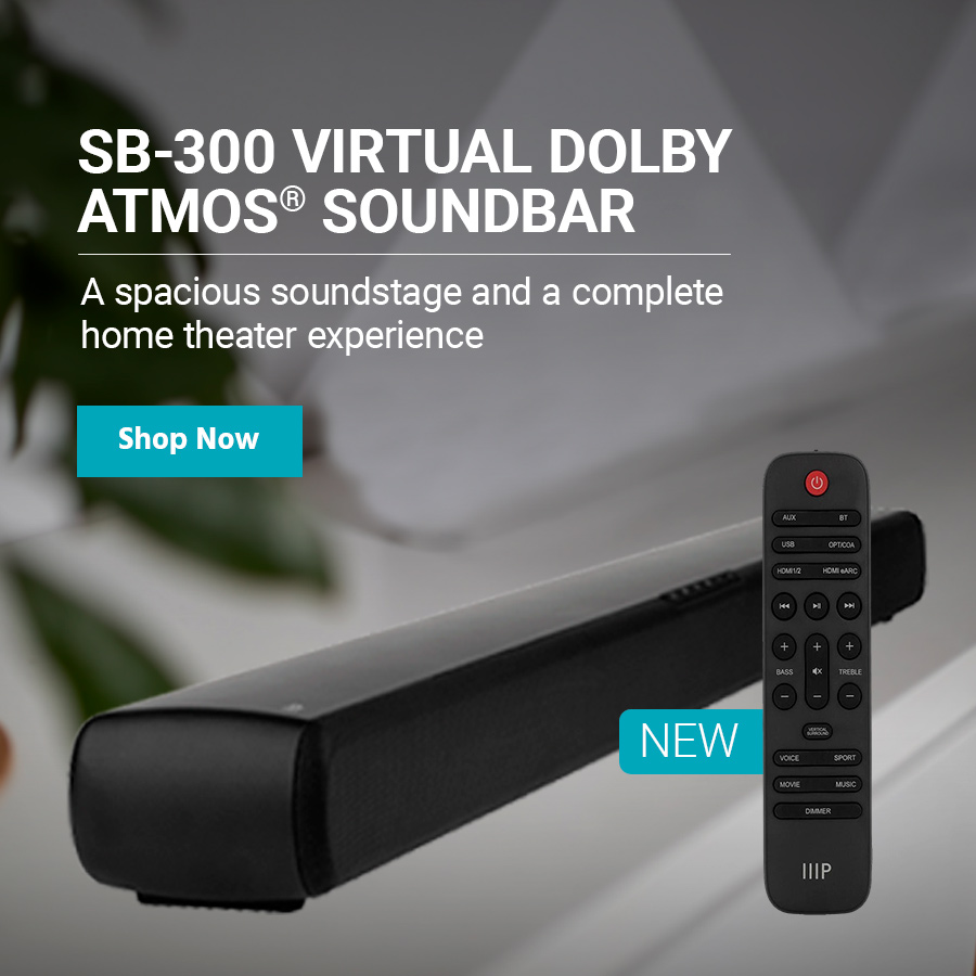 NEW SB-300 Virtual Dolby Atmos® Soundbar  A spacious soundstage and a complete home theater experience Shop Now