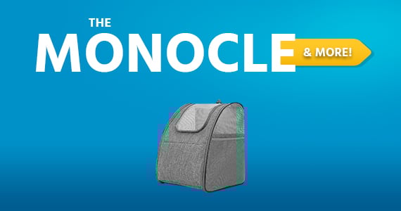 The Monocle. & More One Day. One Deal. Pet Backpack, Foldable Cat Backpack Carrier Mesh Ventilation Breathable for Small Cats Puppies Dogs Bunny for travel (grey)  $18.99 + Free Standard US Shipping 