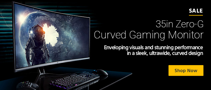 SALE 35" Zero-G Curved Gaming Monitor Enveloping visuals and stunning performance in a sleek, ultrawide, curved design Shop Now