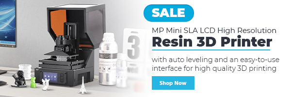 SALE (tag) MP Mini SLA LCD High Resolution Resin 3D Printer with auto leveling and an easy-to-use interface for high quality 3D printing Shop Now