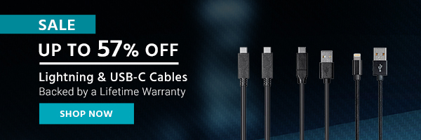 Sale (tag) Up to 57% off Lightning & USB-C Cables Backed by a Lifetime Warranty Shop now