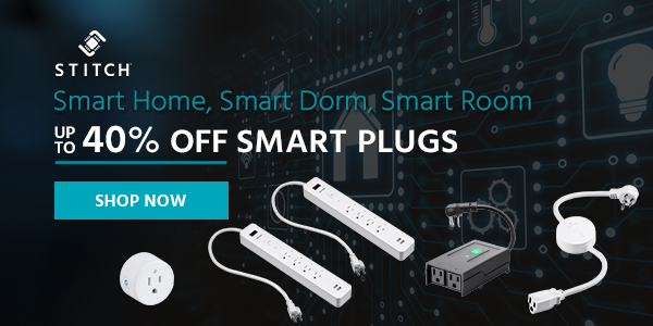 Smart Home, Smart Dorm, Smart Room Stitch logo Up to 40% off smart plugs Shop now