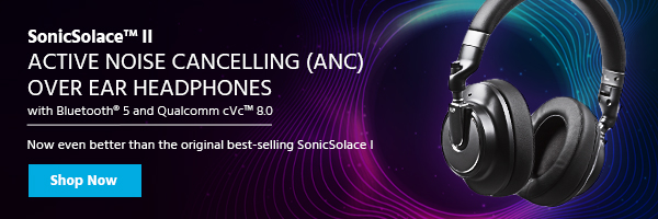 NEW(Tag) SonicSolace™ II Active Noise Cancelling (ANC) Over Ear Headphones with Bluetooth® 5 and Qualcomm cVc™ 8.0 Now even better than the original best-selling SonicSolace I Shop Now