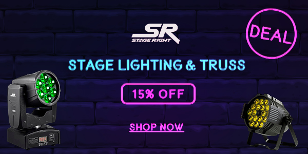 15% off Stage Right (logo) Stage Lighting & Truss Shop Now