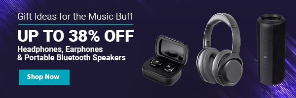 Gift Ideas for the Music Buff Up to 40% off Headphones, Earphones & Portable Bluetooth Speakers Shop Now