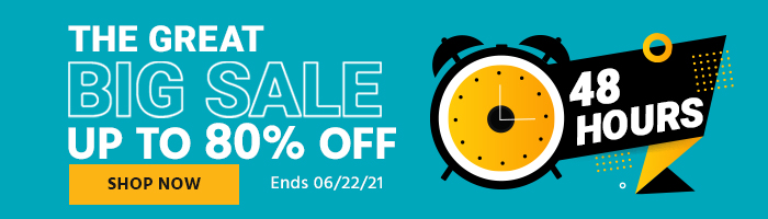 The Great Big 48 Hour Sale Up to 80% off Ends 6/22/21 Shop Now