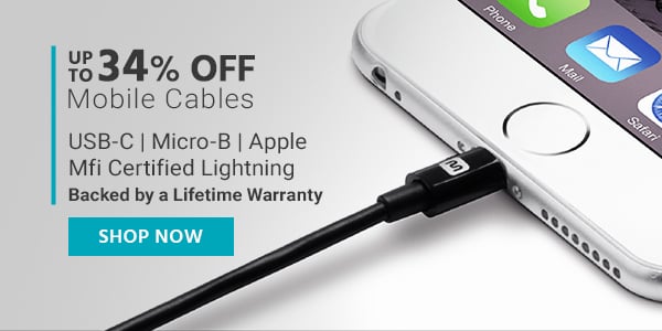 Up to 34% off Mobile Cables USB-C | Micro-B | Apple Mfi Certified Lightning Backed by a Lifetime Warranty Shop Now