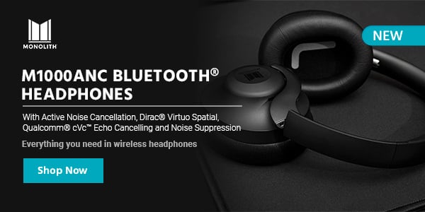 Monolith (logo) M1000ANC Bluetooth® Headphones with Active Noise Cancellation With Dirac® Virtuo Spatial and Qualcomm® cVc™ Echo Cancelling and Noise Suppression