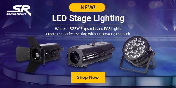 NEW! Stage Right (logo) LED Stage Lighting White or RGBW Ellipsoidal and PAR Lights Create the Perfect Setting without Breaking the Bank Shop now