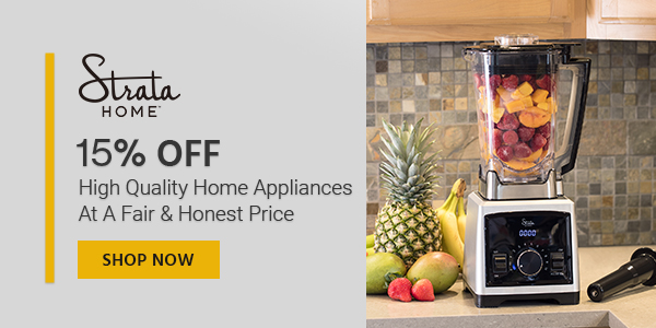 Strata Home (logo) 15% off High Quality Home Appliances At A Fair & Honest Price Shop Now