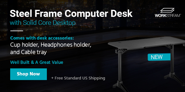  Steel Frame Computer Desk A with Solid Core Desktop Comes with desk accessories: Cup holder, Headphones holder, ,,.;s- and Cable tray I LSRN AT - 