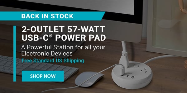 Back in Stock (tag) 2‑Outlet 57‑Watt USB‑C® Power Pad A Powerful Station for all your Electronic Devices Free Standard US Shipping Shop Now