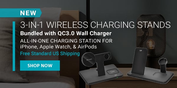 NEW (tag) New 3-in-1 Wireless Charging Stand Bundled with QC3.0 Wall Charger All-in-one charging station for iPhone, Apple Watch, AirPods Free Standard US Shipping Shop Now