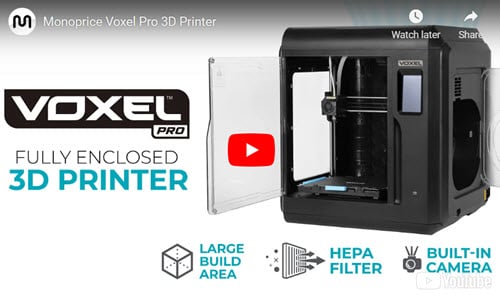 Monoprice™ Voxel™ Pro Enclosed 3D Printer With touchscreen interface, large build area, and easy Wi‑Fi® setup