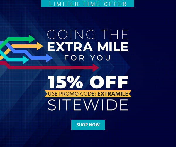 Going the Extra Mile for You 15% off Sitewide Use promo code: EXTRAMILE Limited Time Offer Shop Now